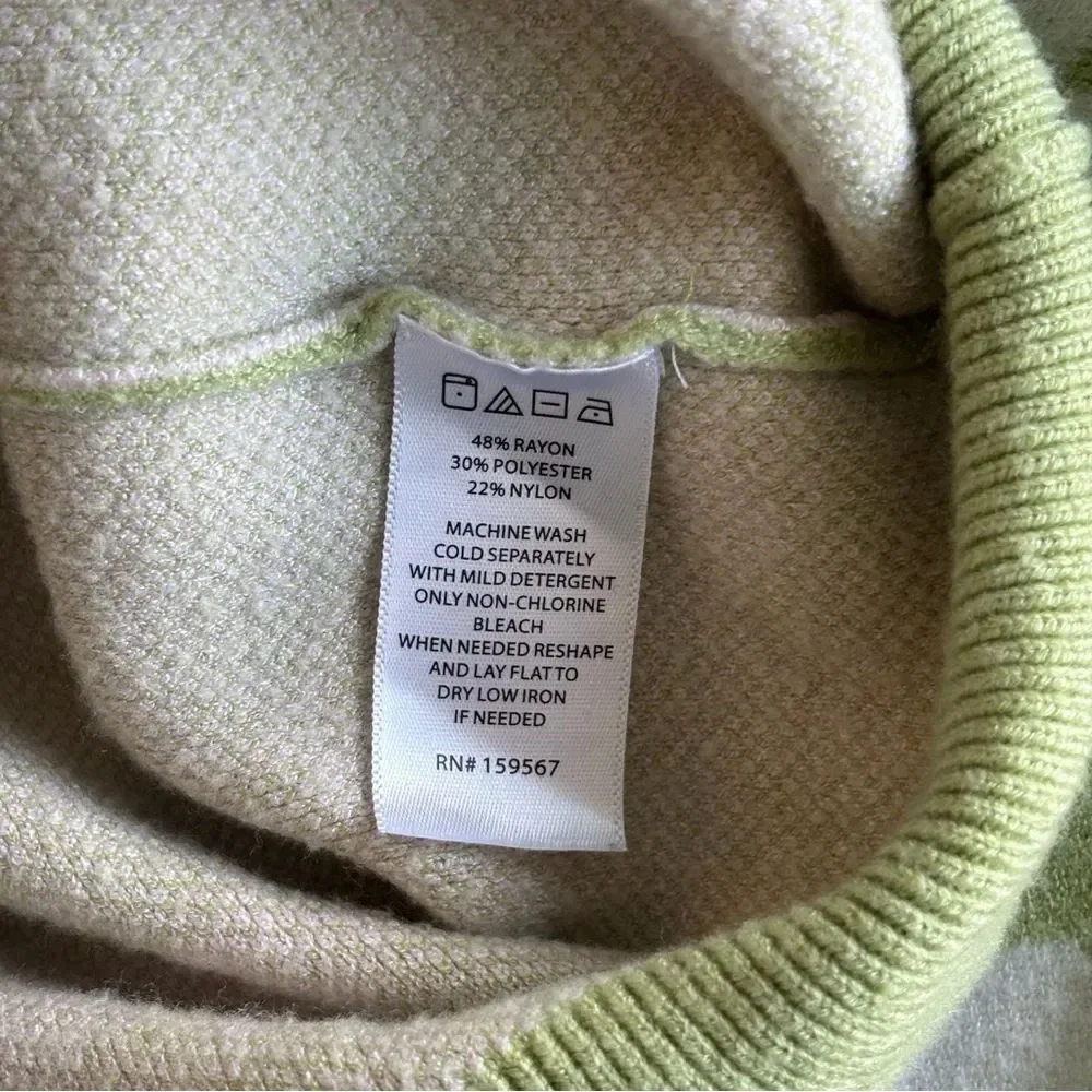 Willow & Wind Cropped Daisy Green Buttoned V-Neck Floral Retro MCM Cardigan S - Picture 7 of 7